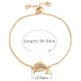 Colorful Zirconia Dolphin Charm Bracelet Adjustable Gift