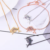 Colorful Zirconia Dolphin Charm Bracelet Adjustable Gift