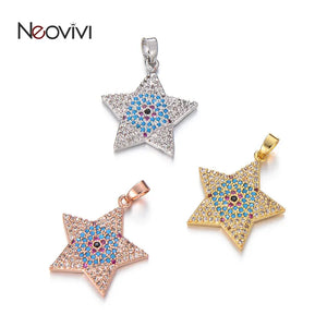 Colorful CZ Star Pendant Necklace for Women