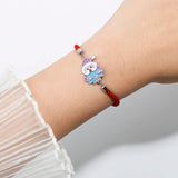 Kids Santa Claus Charm Bracelet Christmas Colorful Zircon Beads Rope Chain