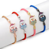 Kids Santa Claus Charm Bracelet Christmas Colorful Zircon Beads Rope Chain