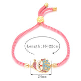 Kids Santa Claus Charm Bracelet Christmas Colorful Zircon Beads Rope Chain