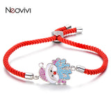 Kids Santa Claus Charm Bracelet Christmas Colorful Zircon Beads Rope Chain