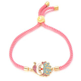 Kids Santa Claus Charm Bracelet Christmas Colorful Zircon Beads Rope Chain