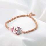 Kids Santa Claus Charm Bracelet Christmas Colorful Zircon Beads Rope Chain