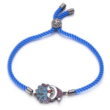 Kids Santa Claus Charm Bracelet Christmas Colorful Zircon Beads Rope Chain