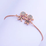 Colorful CZ Boy-Girl Charm Bracelets Set for Couples
