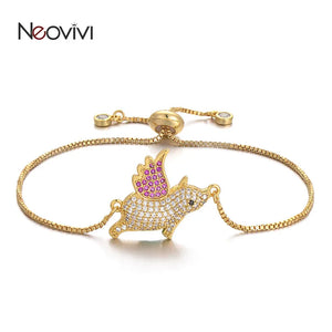 Kids Copper Link Chain Flying Pig Charm Bracelet