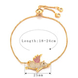 Kids Copper Link Chain Flying Pig Charm Bracelet
