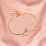 Kids Copper Link Chain Flying Pig Charm Bracelet
