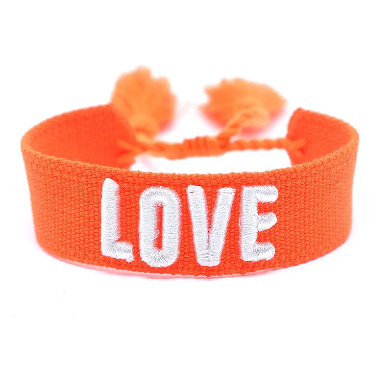 Nepal Fabric Bracelet LOVE Embroidery Wrap Friendship Gift