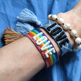Nepal Fabric Bracelet LOVE Embroidery Wrap Friendship Gift