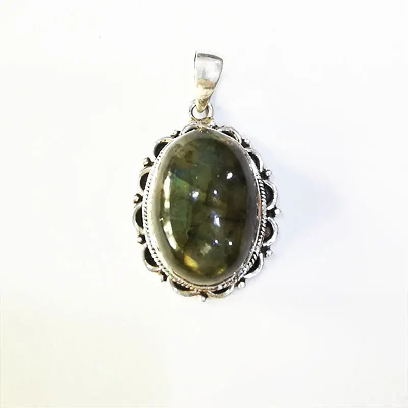 925 Silver Jewelry Inlaid Labradorite Vintage Charms T9039