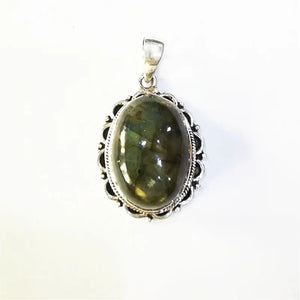 925 Silver Jewelry Inlaid Labradorite Vintage Charms T9039