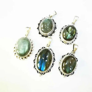 925 Silver Jewelry Inlaid Labradorite Vintage Charms T9039