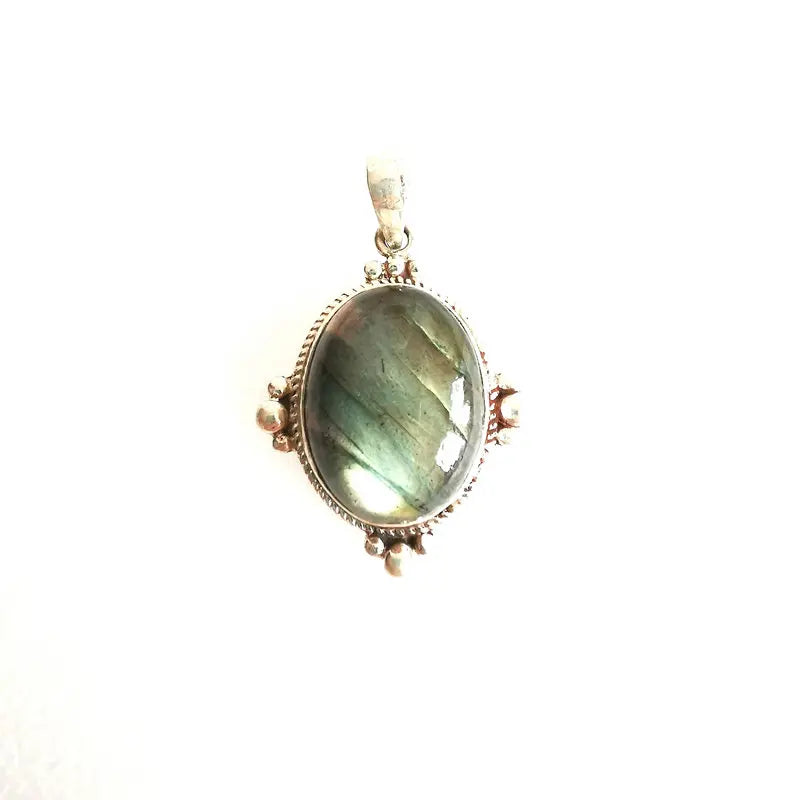 925 Silver Pendant Labradorite Vintage Lady T9047