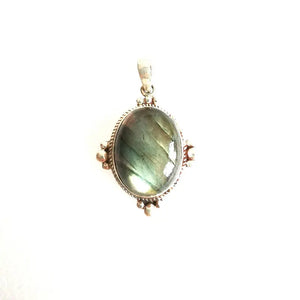 925 Silver Pendant Labradorite Vintage Lady T9047