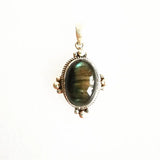 925 Silver Pendant Labradorite Vintage Lady T9047