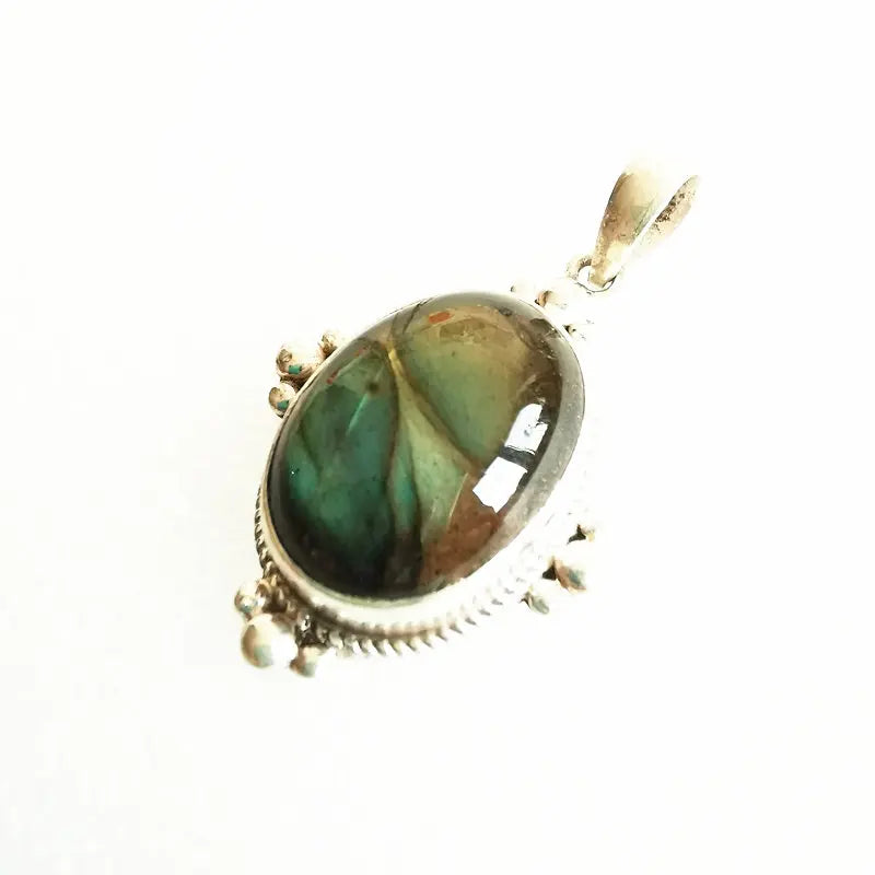 925 Silver Pendant Labradorite Vintage Lady T9047