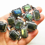 925 Silver Necklace with Natural Labradorite Vintage Pendant