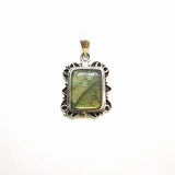 925 Silver Necklace with Natural Labradorite Vintage Pendant