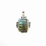 925 Silver Necklace with Natural Labradorite Vintage Pendant