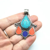 Nepal Hand Vintage Butterfly Charms Copper Inlaid Stone TBP275