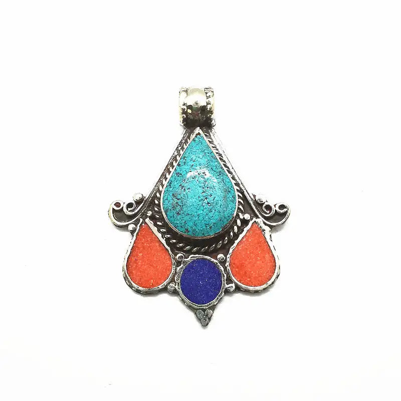 Nepal Hand Vintage Butterfly Charms Copper Inlaid Stone TBP275