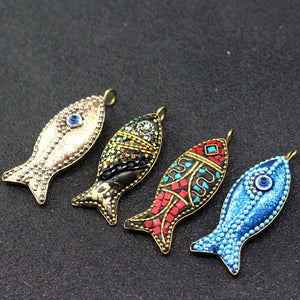Nepal Fish Pendant Charms for Ethnic Style Keychain Necklace