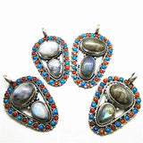 Nepal Jewelry Copper Inlaid Stone Big Pendants TBP352
