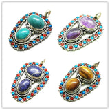 Nepal Jewelry Copper Inlaid Stone Big Pendants TBP352