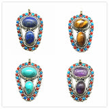 Nepal Jewelry Copper Inlaid Stone Big Pendants TBP352