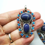 Nepal Jewelry Copper Inlaid Stone Big Pendants TBP352