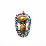 Nepal Jewelry Copper Inlaid Stone Big Pendants TBP352