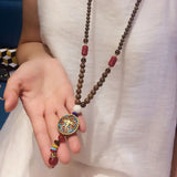 Nepal Beaded Pendant Wooden Bead Necklace Women's Buddhist Beads