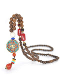 Nepal Beaded Pendant Wooden Bead Necklace Women's Buddhist Beads