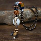 Nepal Beaded Pendant Wooden Bead Necklace Women's Buddhist Beads