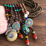 Nepal Beaded Pendant Wooden Bead Necklace Women's Buddhist Beads
