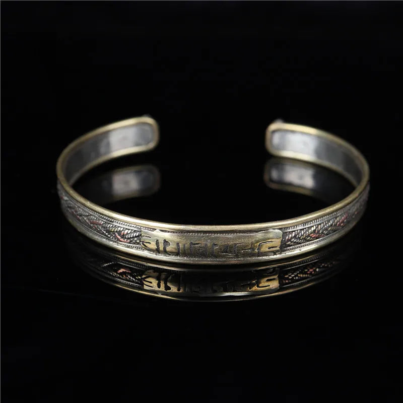 Nepal Hand Stitched Copper Bracelet Tibetan Ethnic Pure Copper Six Word Bracelet