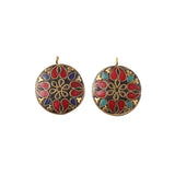 Nepalese Buddhist Round Pendant Charm 30mm Clay & Brass DIY Necklace