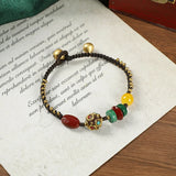 Nepalese Tibetan Braided Bracelet Women's Boho Retro Style with Bell Hand Rope
