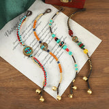 Nepalese Tibetan Braided Bracelet Women's Boho Retro Style with Bell Hand Rope
