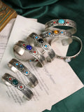 Nepalese Tibetan Silk Retro Silver Bracelet with Turquoise & Feldspar