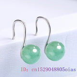 Nephrite Jade Bead Earrings Green Vintage Amulet Natural Jewelry Women