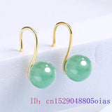 Nephrite Jade Bead Earrings Green Vintage Amulet Natural Jewelry Women