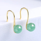 Nephrite Jade Bead Earrings Green Vintage Amulet Natural Jewelry Women