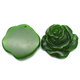 Nephrite Jade Rose Pendant Necklace Green Jade
