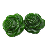 Nephrite Jade Rose Pendant Necklace Green Jade