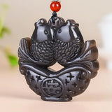 Nephrite Natural Jade Fish Necklace Lucky Amulet Statue Jade Pendant