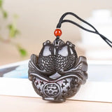 Nephrite Natural Jade Fish Necklace Lucky Amulet Statue Jade Pendant
